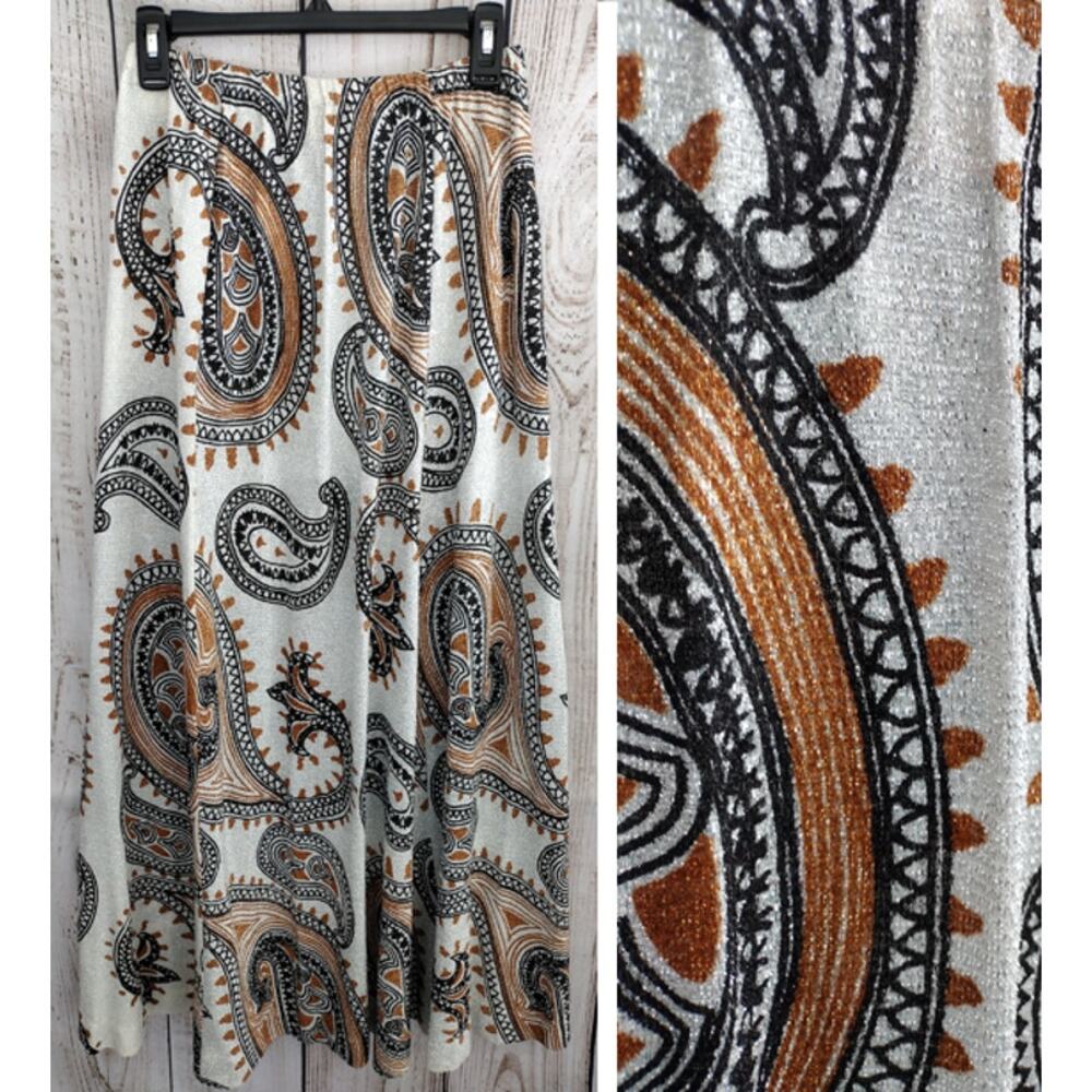 Vintage 60s MOD Daisy's Originals of Miami Metallic Paisley A-Line Maxi Skirt